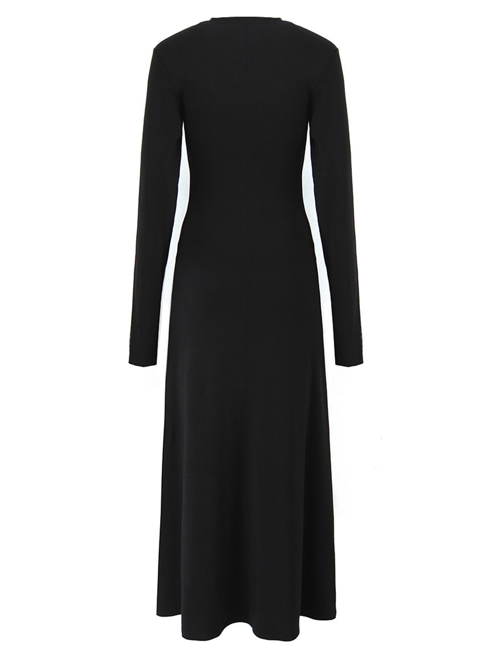 solid color long sleeve dress casual crew neck maxi length dress for spring fall womens clothing