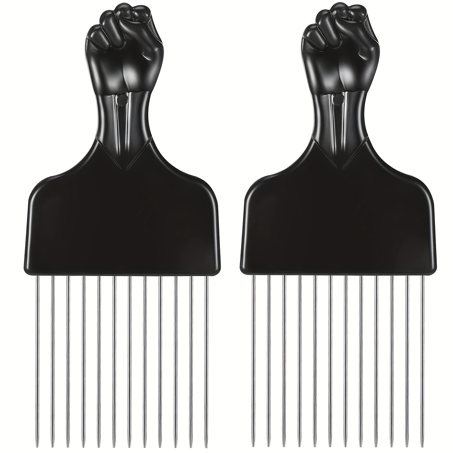 E-shop 2 Stück Schwarze Haarkamm, Afro-Kamm für Lockiges Dickes Verfilztes Haar, Friseurwerkzeug für Männer und Frauen