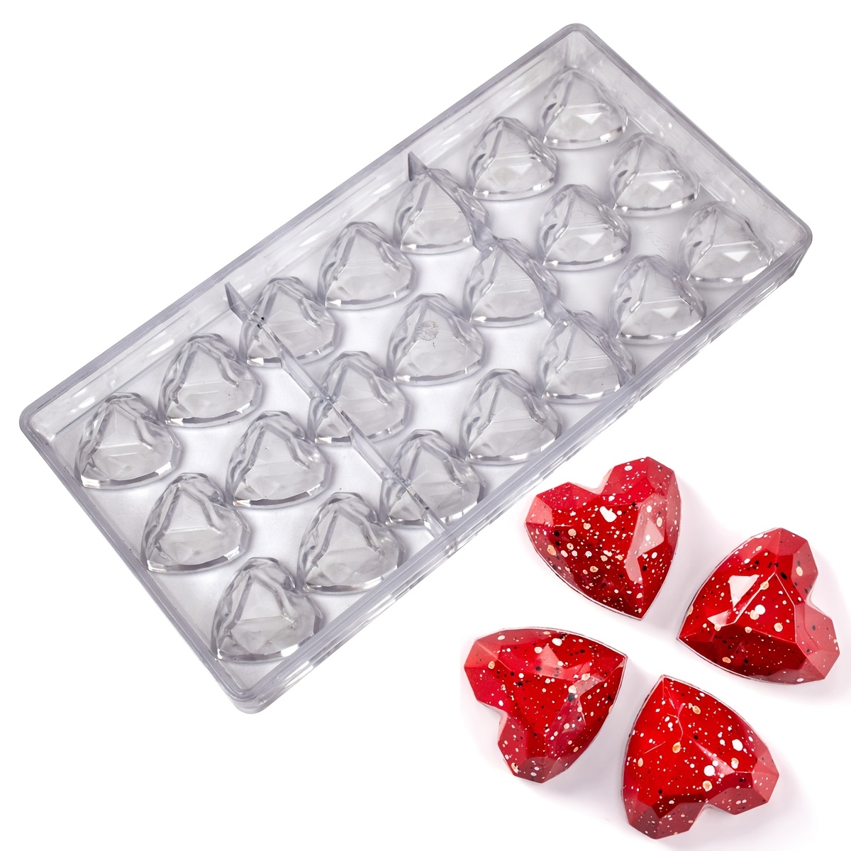 

Moule à chocolat pour la Saint-Valentin avec 21 cavités, moules à bonbons en polycarbonate BPA en de cœur et de diamant, des artisanales pour des mères, des pères et les occasions romantiques.