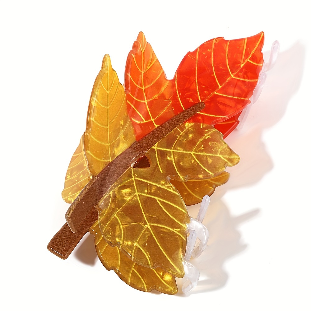 

1pc Acrylic Cartoon Maple Leaf Hair Clip, Elegant & Cute Oval Shape, Back-to-school Season Hair Accessory For Women, Festive Gift Idea