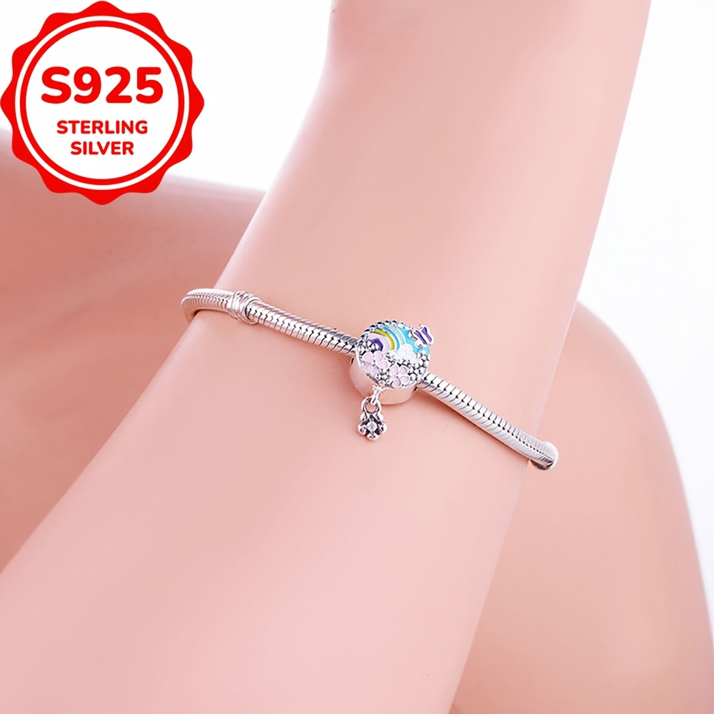 925 Sterling Silver Spring & Summer Flower Rainbow Charm