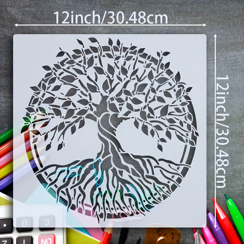 Large Tree Shaped Template, 30.48 X 30.48 Cm, Reusable Canvas, Fabric, Wood Wall, Home And Furniture Decor Stencil, Pet Material