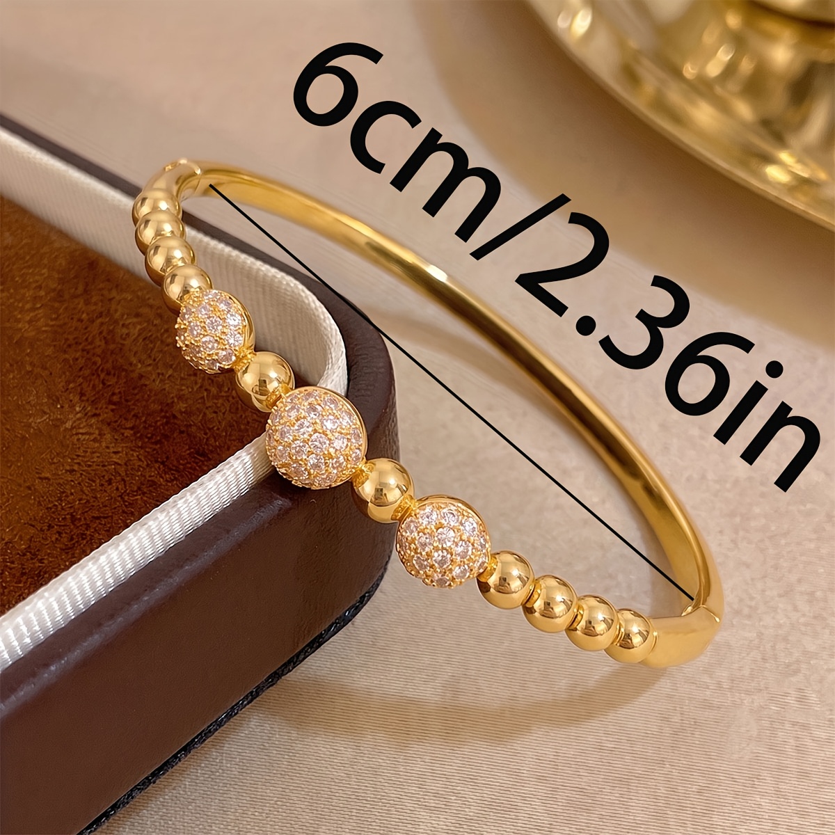 3pc 18K Gold Plated Exquisite Sparkling Bangle Set, Stackable