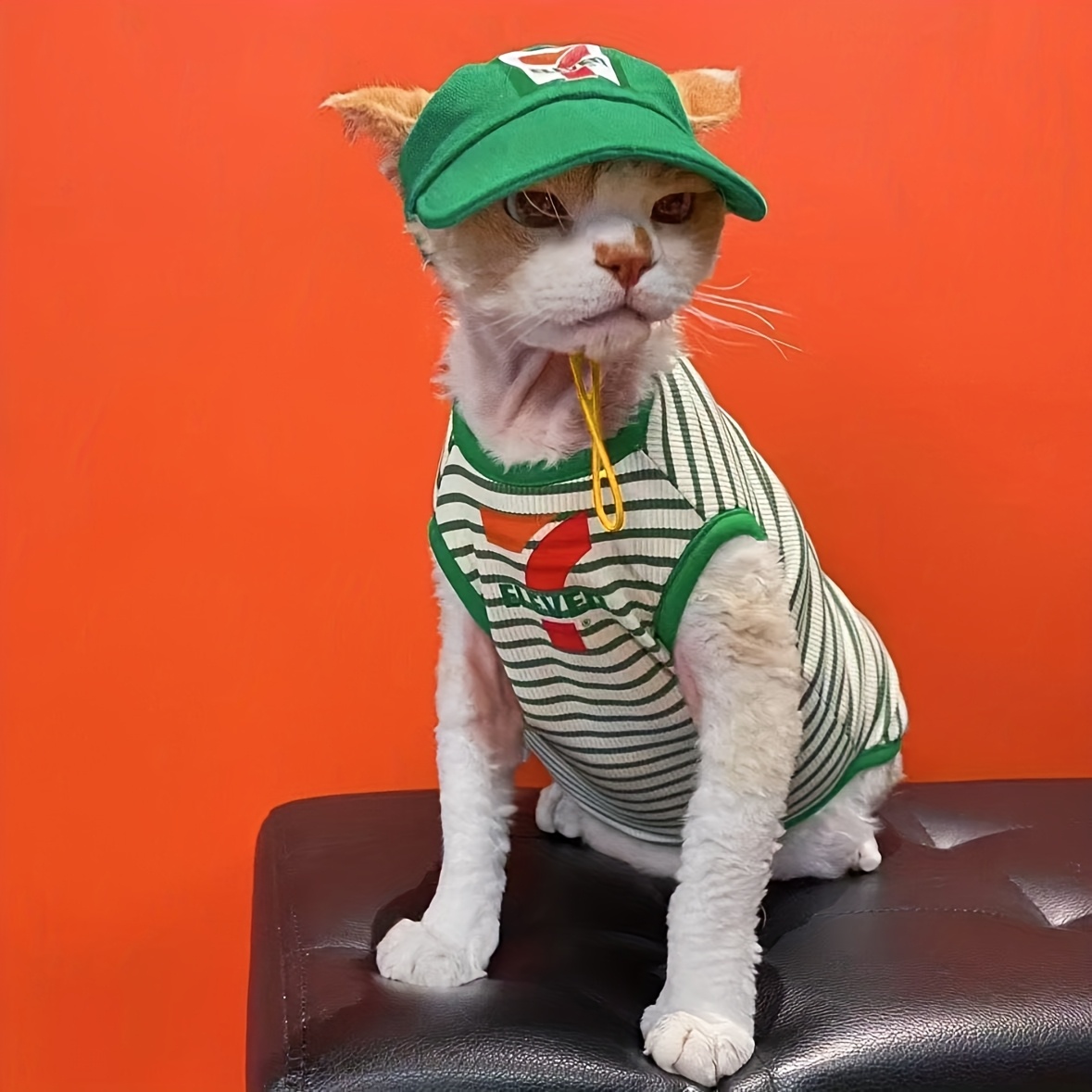 cat summer outfit striped tank top polyester machine washable