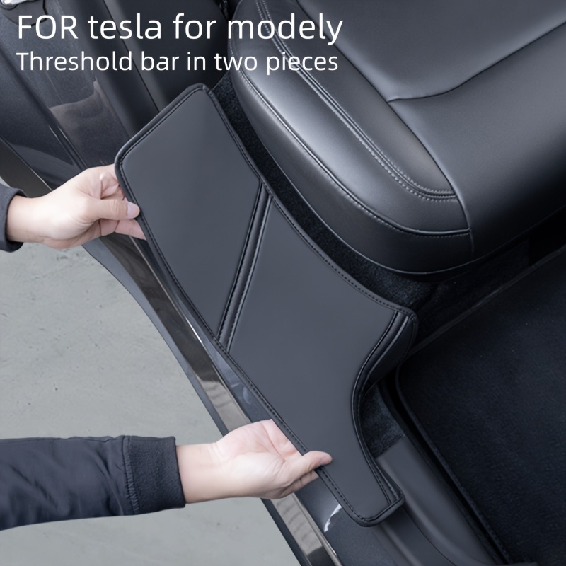 

For Tesla , Rear Door Protection Mat Leather, Dirt-resistant, Non-slip, -resistant, , Door Protection Mat.