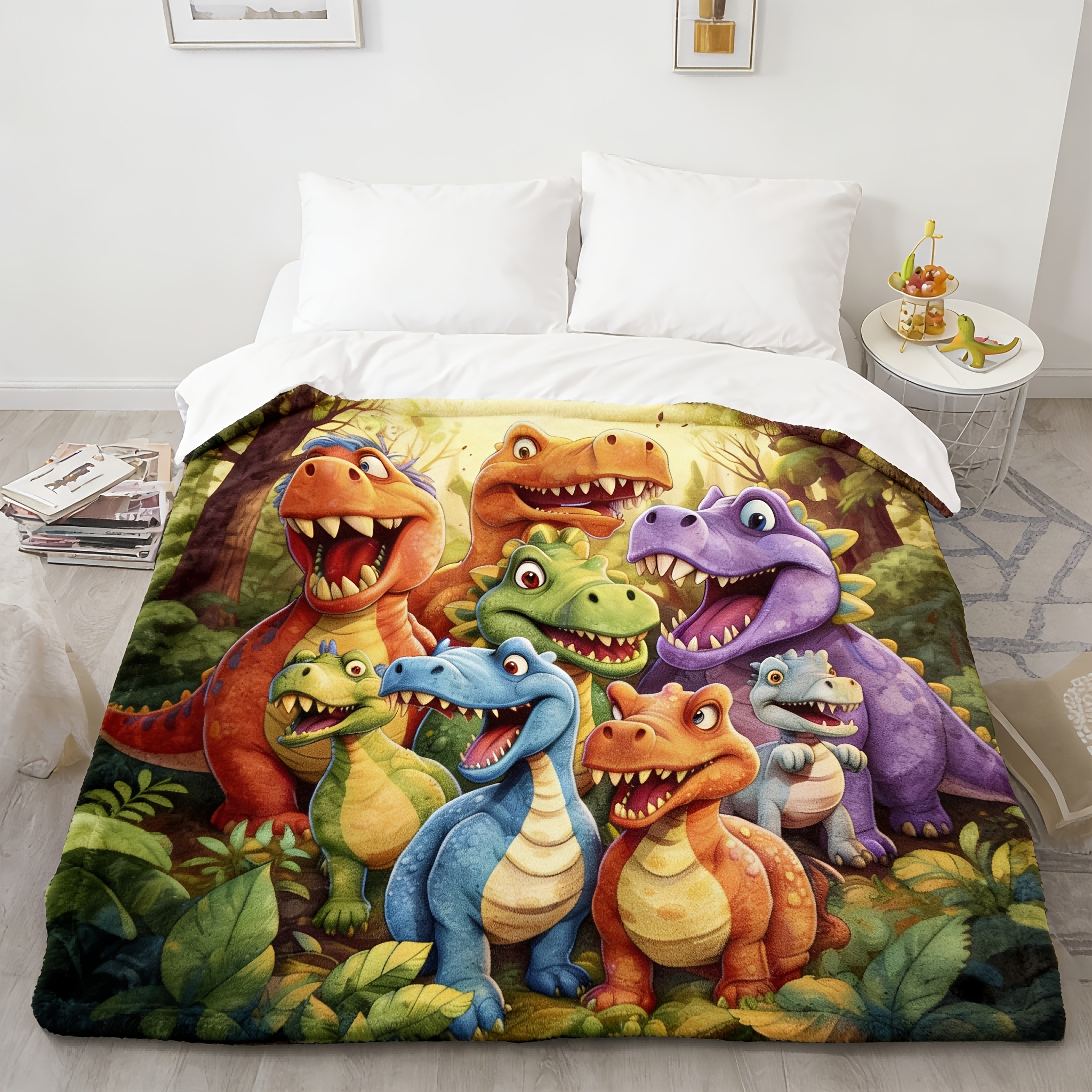 TEMU Dinosaur Flannel Blanket, Nap Blanket, Small Throw Blanket, Car Blanket, Use