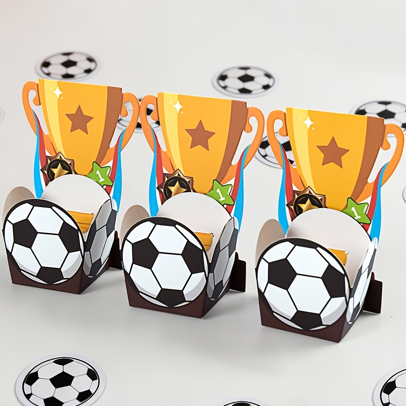 TEMU 10pcs/Pack - Boîte de décoration de table à dessert pour fête sur le thème du football de dessin animé - Boîte d'emballage cadeau