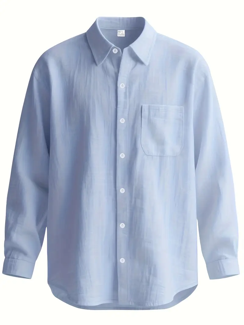 mens reversible stand collar linen shirt beige collar long sleeve button up button top machine washable regular casual formal wear fiber dress shirt Product details 7