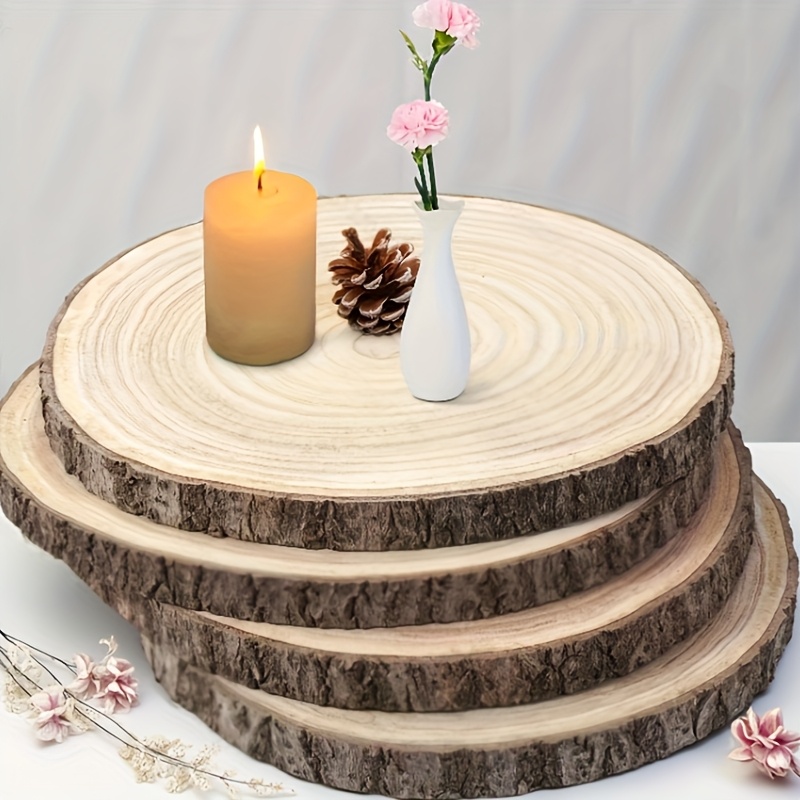 4 Vintage Wood Slices, 9 Inches In Diameter, Smooth And Polished, Ideal For Diy Crafts, Candle Holders, Cake Toppers, Wedding/party Decorations, And Christmas/new Year Centerpieces. No Electricity