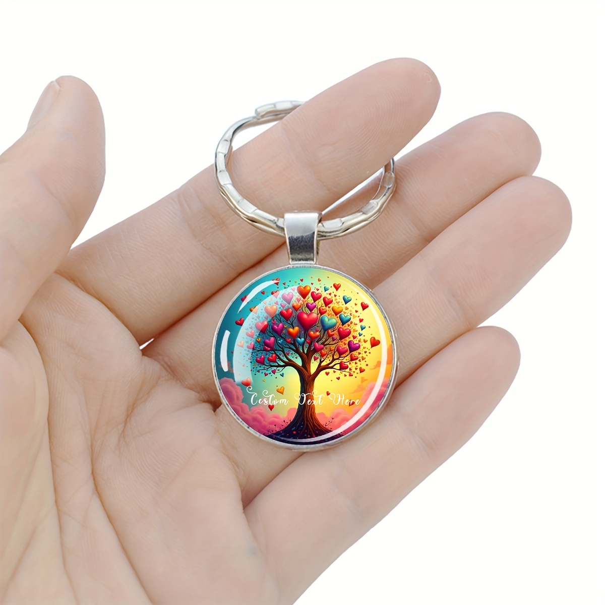 Custom Text Life Tree Keychain Personalized