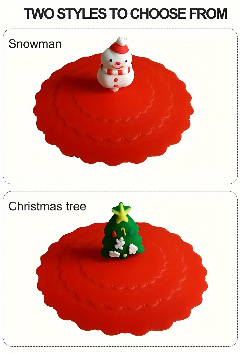 праздничная новогодняя силиконовая крышка для чашки милый снеговик дизайн пищевой класс многоразовая предотвращает горячие напитки детали 1