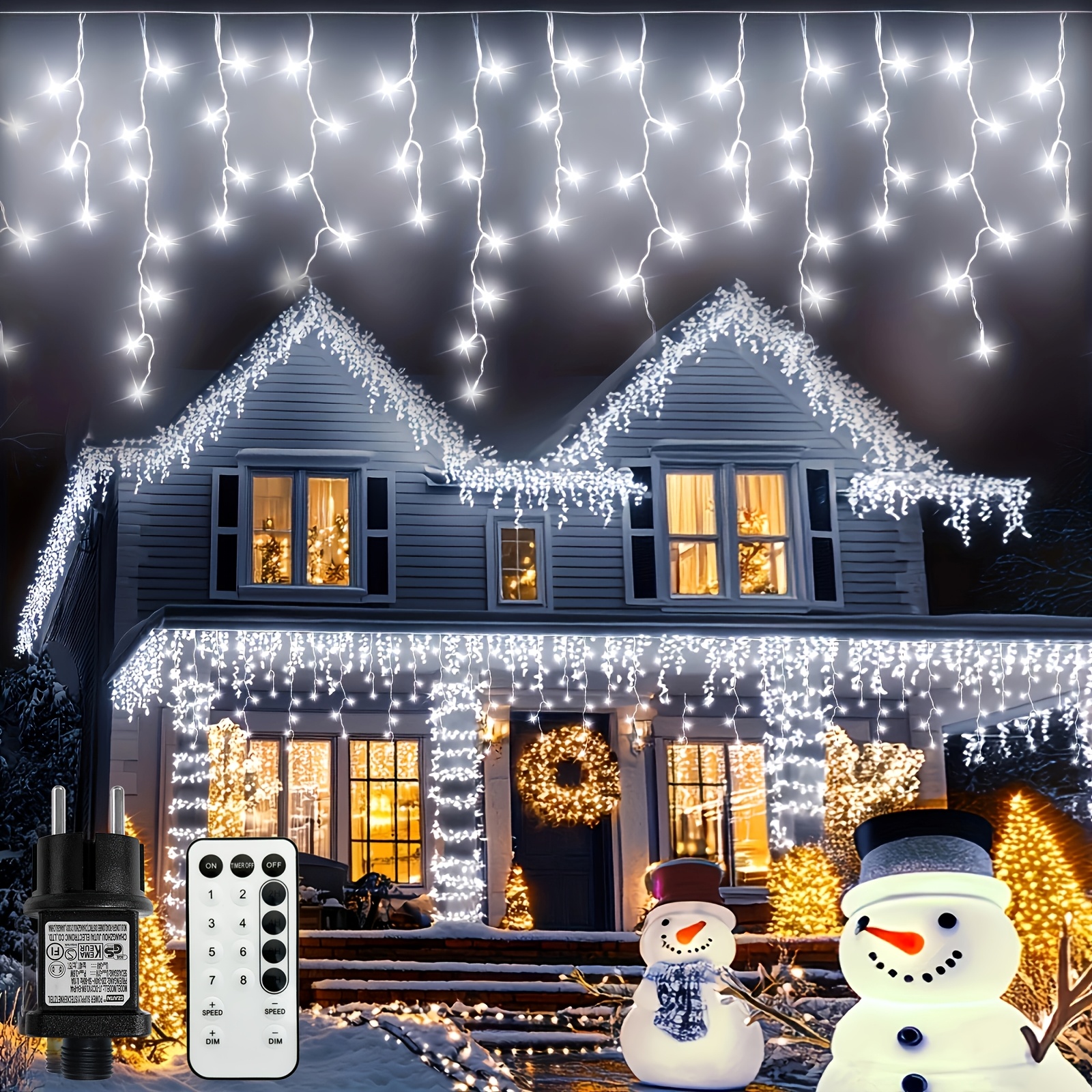 TEMU Guirlande Lumineuse Technique 21,5 Mètres 780LED Extérieure IP65 Guirlande Lumineuse de Noël à Brancher 8 Télécommande Programmée Clignotantes