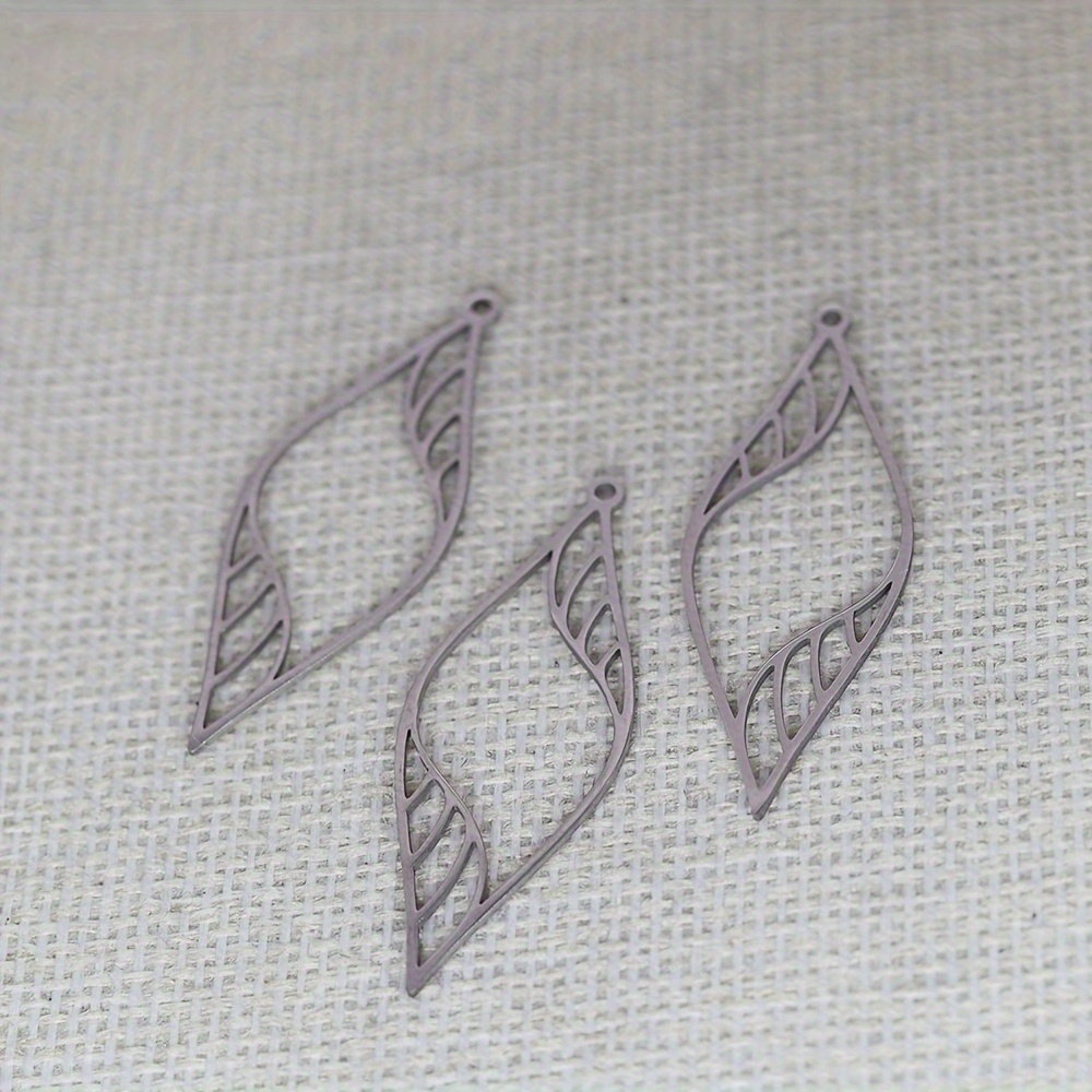 Image of 3pcs/lot 201 201 Stainless Steel Hollow Out Geometric Leaf Pendant Additions For Fashion Jewelry Making Handmade Craft