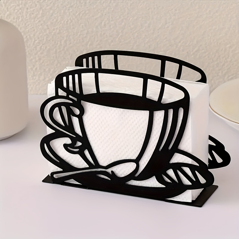 

Elegant Coffee Cup Design Iron Napkin Holder - Vertical Metal Paper Towel Clip For Dining Table, Perfect For Home, Hotel, Or Cafe Decor