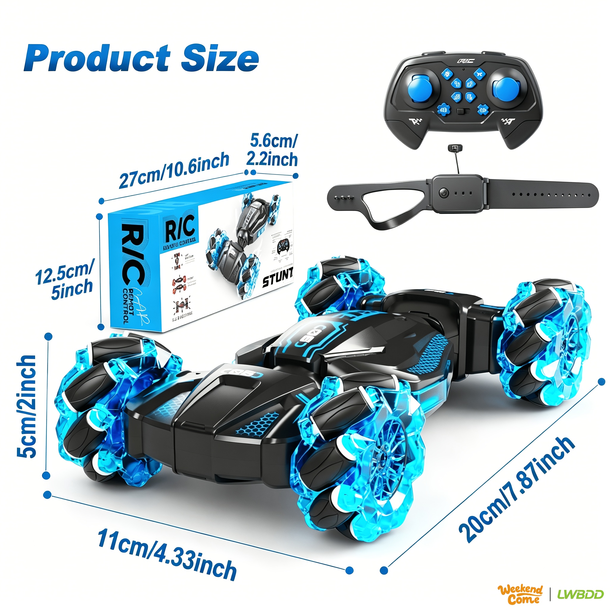 TEMU 2026 New (dual Remote Control), 1:24 Scale, 8wd, 2.4 Ghz, 28 Km/h, Crash-resistant Race Car, Features Tires And Led Lights, Gift For Boys And