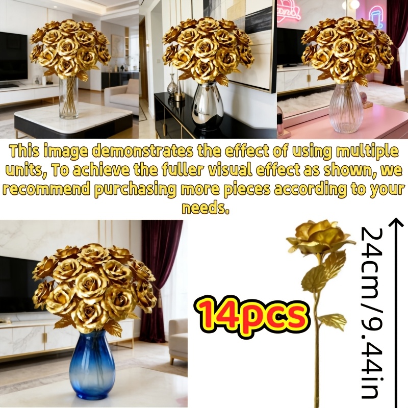 Image of 14pcs Artificial , Used For Decor, Valentine's Day Gifts, Wedding Bouquets, Table Placement, Housewarming Decoration, Christmas, Halloween And Holiday Parties, Bouquet Decoration