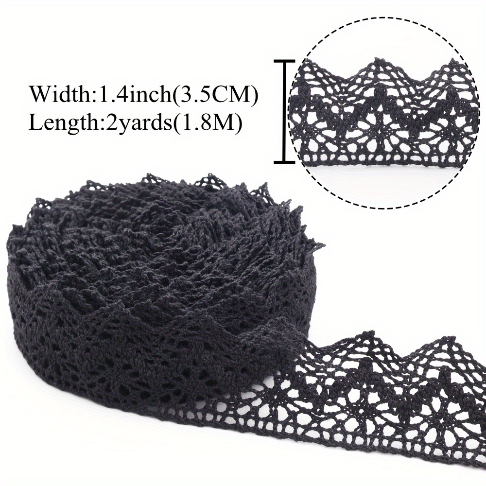 Schwarzes Spitzenband 13,7 M – Baumwolle, 1,3–3,1 Cm Breit, Für Basteln & Dekoration