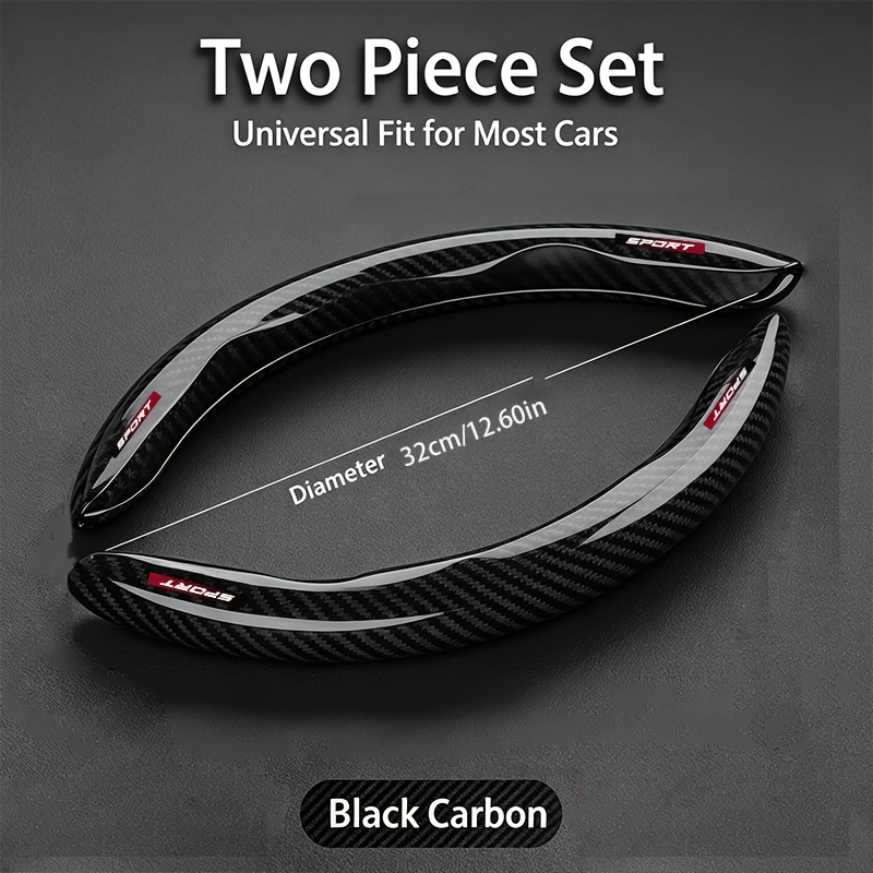 TEMU 2pcs Short Carbon Fiber Pattern Steering Wheel Covers, Car Interior Additions With Anti-slip Design - Enhance Your , Ultra-thin And Secure,