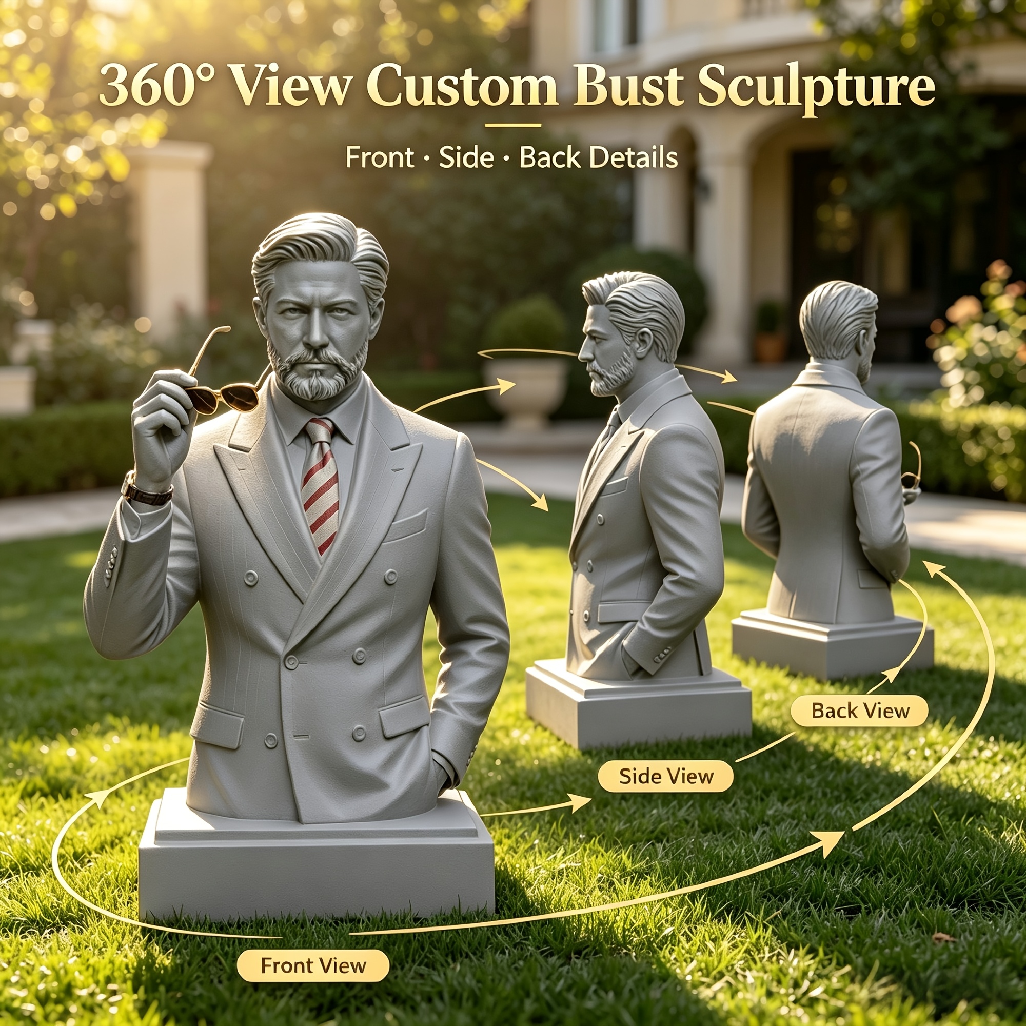 Custom Personalized Single Portrait Bust Sculpture