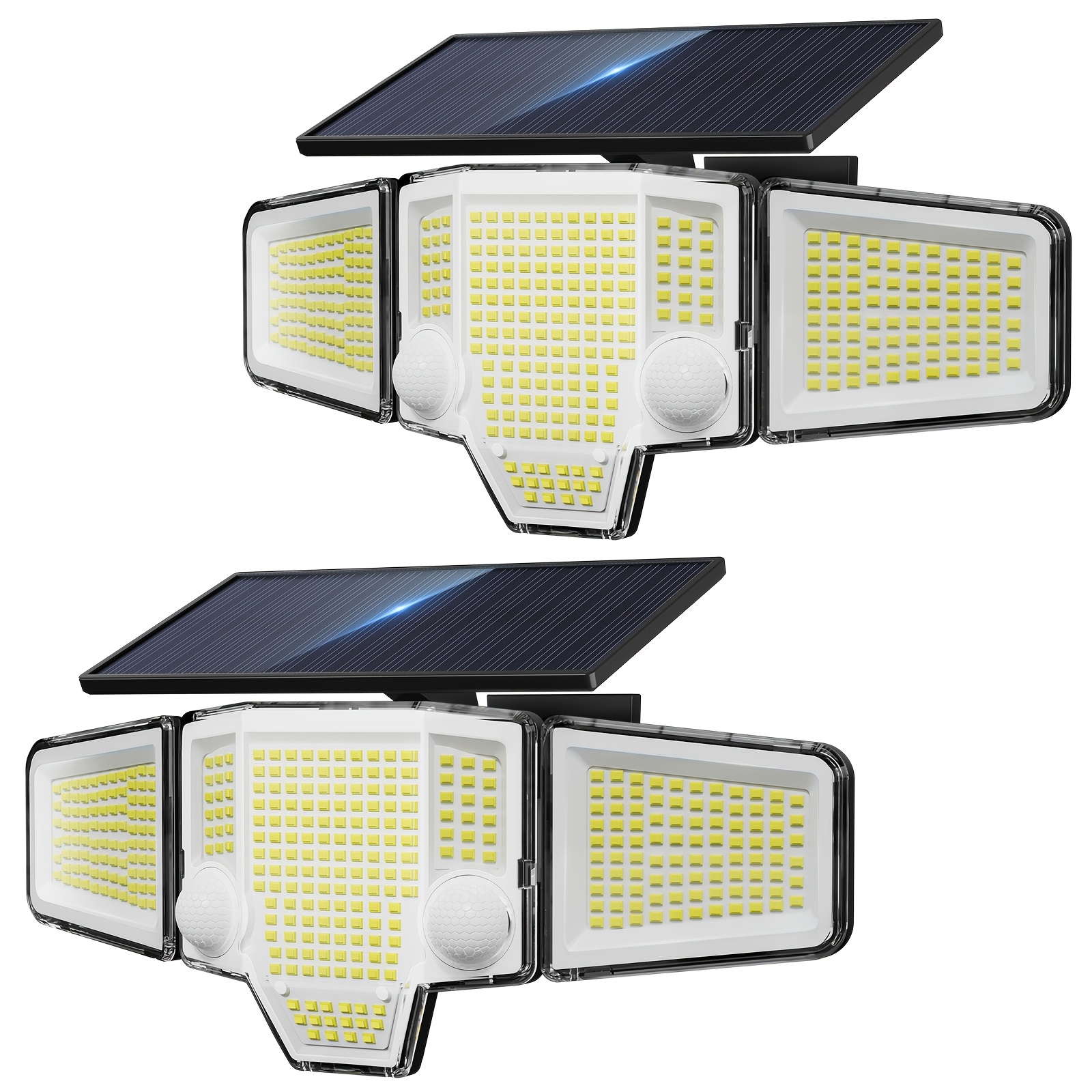 1/2/4 Pack 3 Head Motion Sensor Solar Lights Outdoor, 366leds 3 Lighting , 360° Wide Angle Solar Street Area Lights, Ipx6 Solar For Outdoor