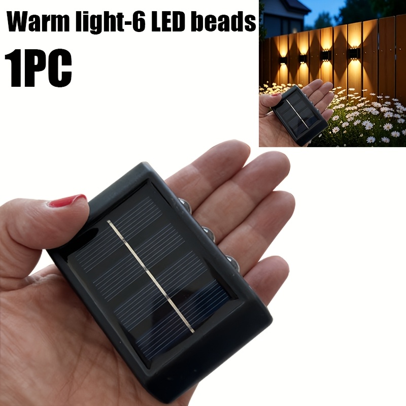 TEMU 1 pièce - 6 perles LED intégrées / Lumière solaire d'extérieur pour cour / Veilleuse LED, Éclairage haut et bas, Plastique durable IP44, câblage