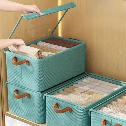 6 4pcs large storage box folds saving with visual lid and handle organize bedroom closet storage box storage box for clothes blankets sheets and toys suitable for closet storage storage boxes under bed storage