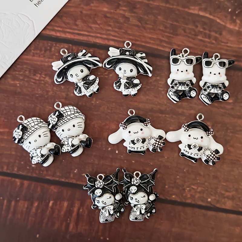 E-shop 10 Stück Sanrio Kuromi Hunde Hello Kitty Harz Anhänger Cartoon Tier Charms Zubehör Herstellungszubehör