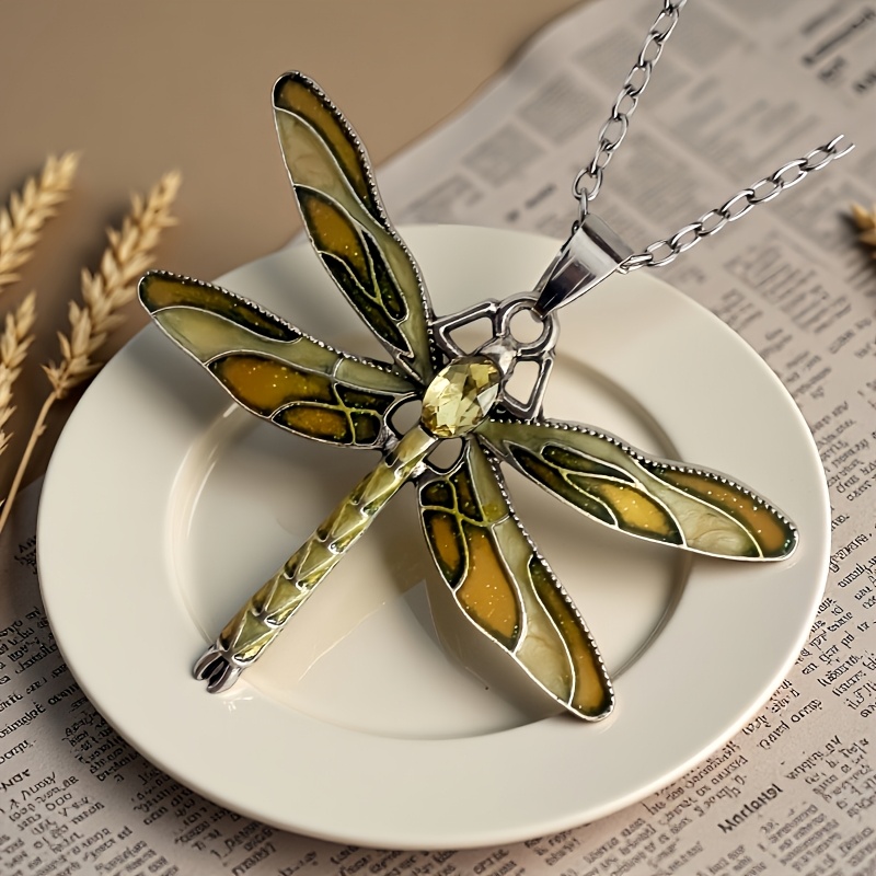 TEMU Fashion Dragonfly Necklace Cartoon Alloy Jewelry Mother's Day Jewelry Unisex Graduation Season Back To Collection Clothing Additions Jewelry