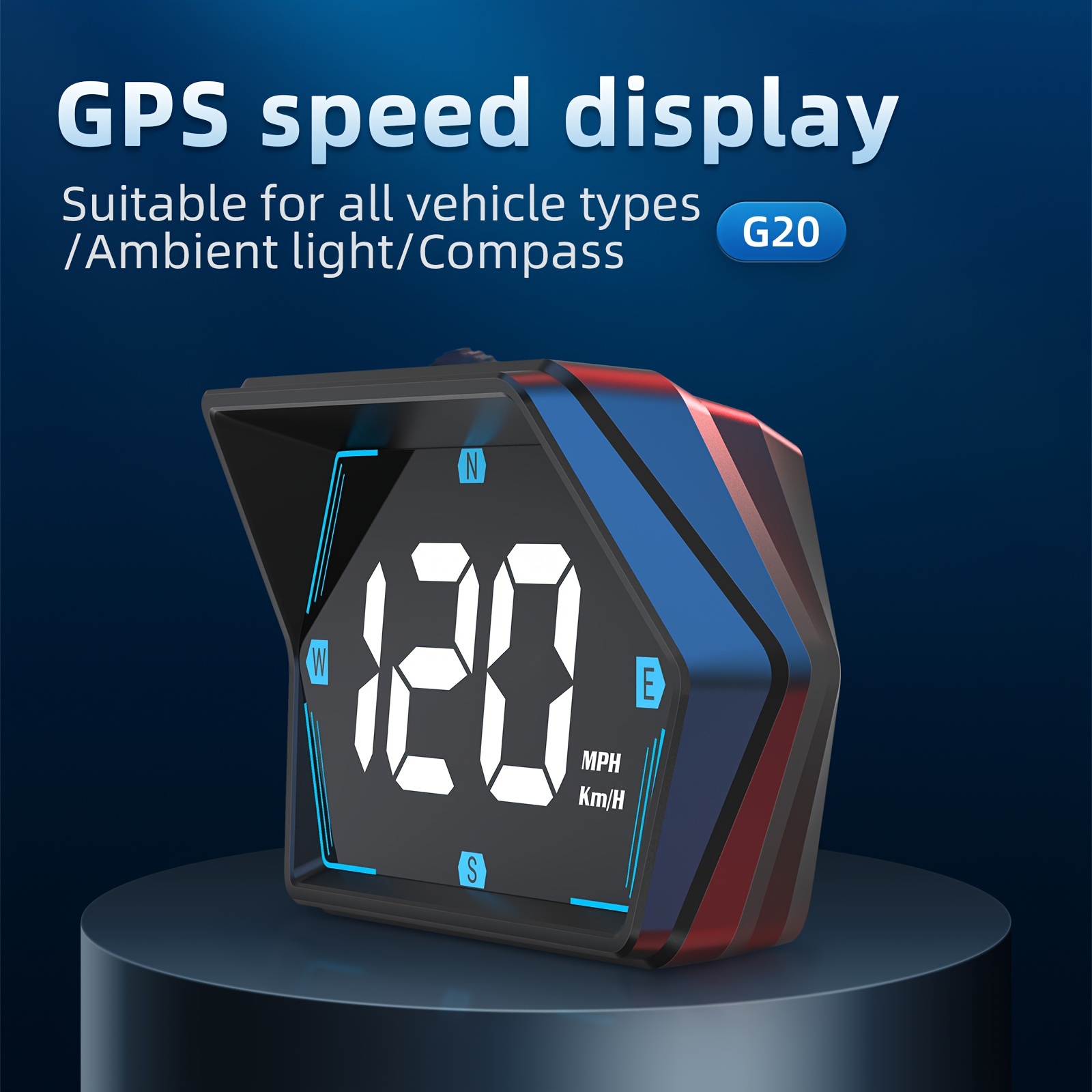 

Gps Speedometer For Cars Heads-up Display New Car Speedometer Display Hud Lcd Display, English/kilometer Switching Compass Speeding Alarm For All Vehicles