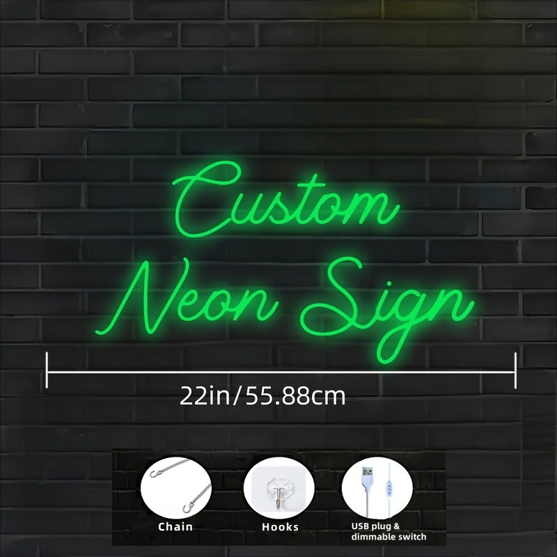 TEMU 2 Line Large Size Custom Led Neon Sign - Vibrant Personalized Wall Decor, , Adjustable Brightness, Usb Powered, Perfect For Bars, Weddings,