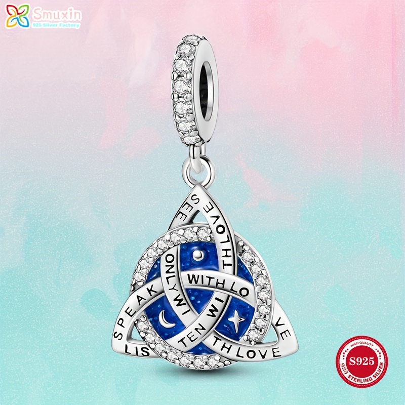 

Smuxin 925 Sterling Silver Knot Charm Bead With Blue Enamel & Zirconia For Bracelets And Necklaces, Cute Elegant Jewelry Gift For Women, Ideal For Daily & Banquet , Valentine's Day Present, Fits All