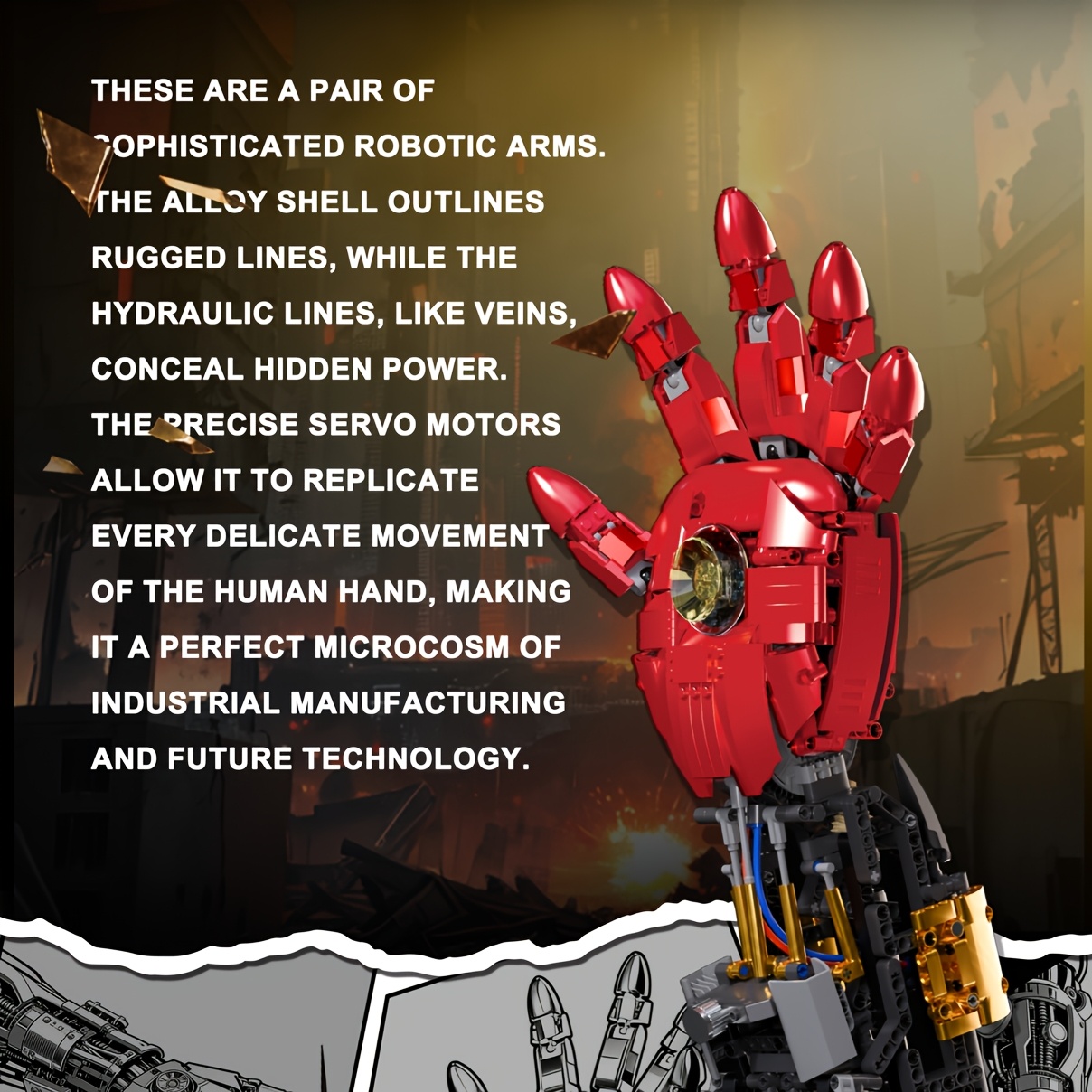 Image of Mechanical Arm Building Block Set, 1452pcs Movable Model Kit, Stem Collection Display Birthday Gift