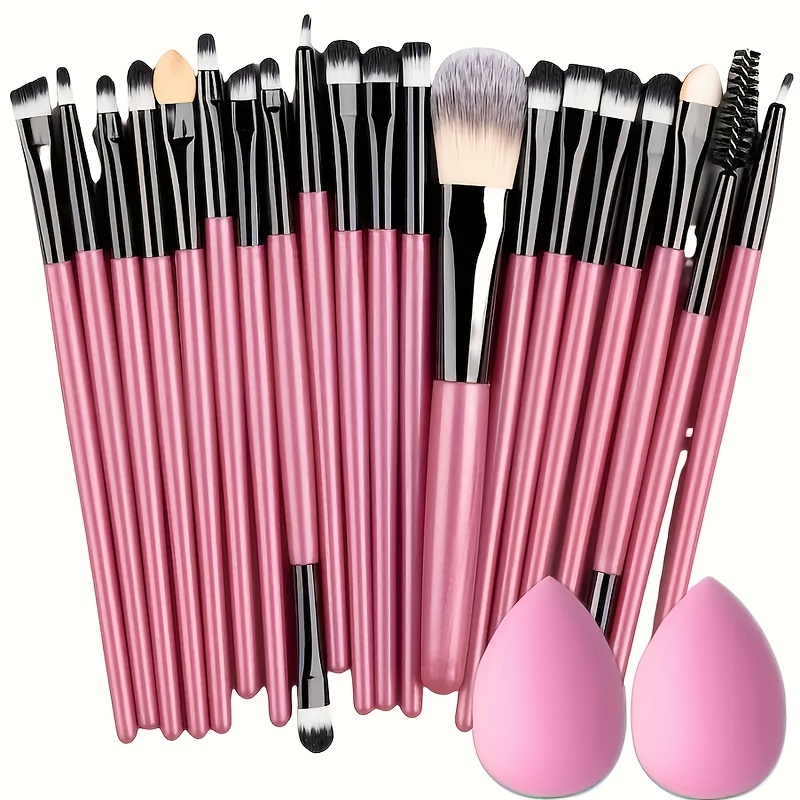 

Makeup Set - Synthetic For Application, Includes Blush, Foundation, Eye , Eyebrow & Lip Brushes - Hypoallergenic , To