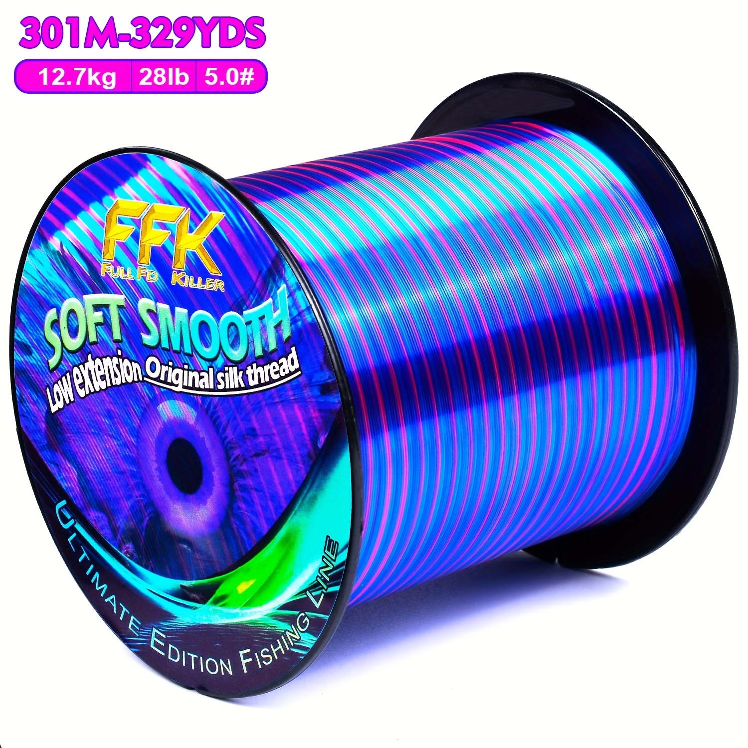 TEMU Ffk&new Nylon Line Christmas And New Year Monofilament Nylon Knotless Fishing Line 11850.39inch Rose Red + Purple - 19724.41 Yellow + Line And
