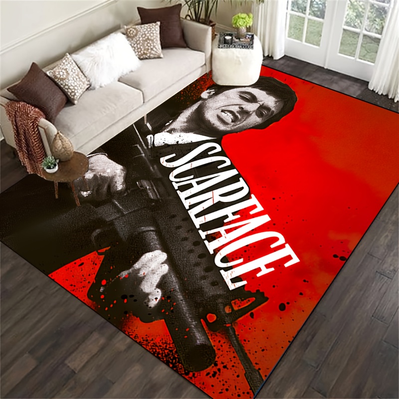 1pc   themed non slip mat with red background machine washable waterproof mat in   sizes 15x23 19x31 31x47 39x59 47x63 63x78 inches ideal for living room bedroom entryway outdoor patio garden decor details 4