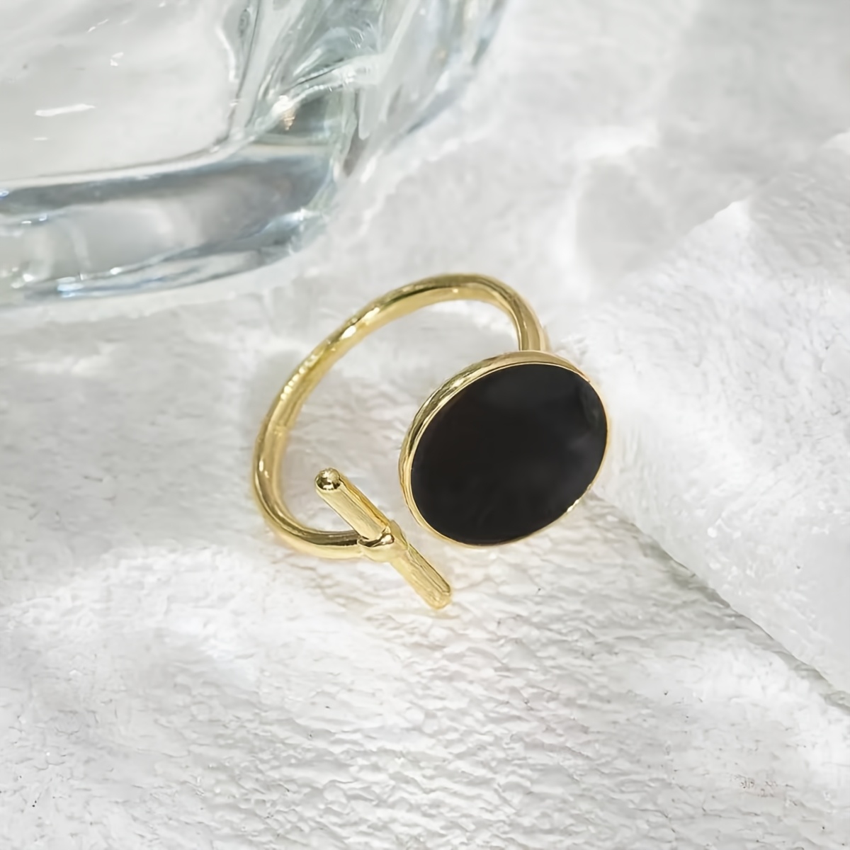 TEMU 1pc, Bohemian Fashion - Copper Boutique Synthetic Zirconia-inlaid Ring, Exquisite Unisex Adjustable . Suitable For Holiday Parties, Gatherings,