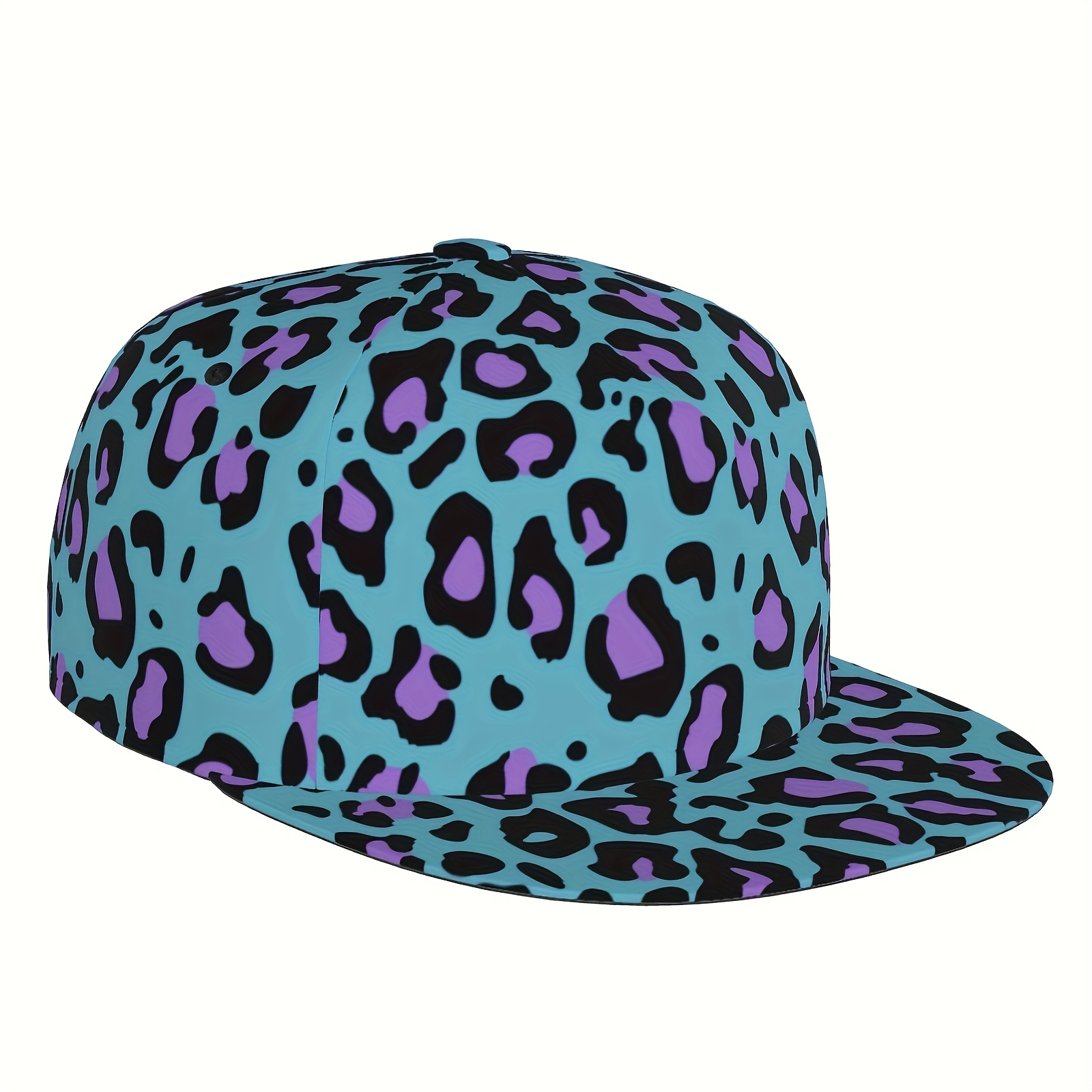TEMU 1pc Adjustable Leopard Print Baseball - Breathable Flat Top Dad Hat For , Lightweight Polyester Golf & Outdoor Sports Hat For Running, Exercise,