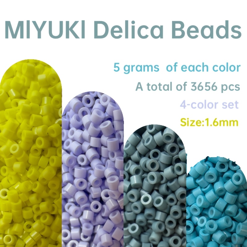 TEMU Colori Macaron, Set da 4 Colori, Perline MIYUKI Delica, Totale 3656 pezzi, 914 pezzi di Ciascun , Materiale in Vetro, Dimensione: 1.6Mm/0.063pz,