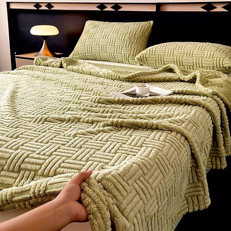 1 luxurious milk velvet jacquard blanket with geometric pattern soft warm beige friendly suitable for use in autumn and winter suitable for bedrooms and guest rooms sofa the perfect christmas gift sofa throw blanket bedroom Product details 3