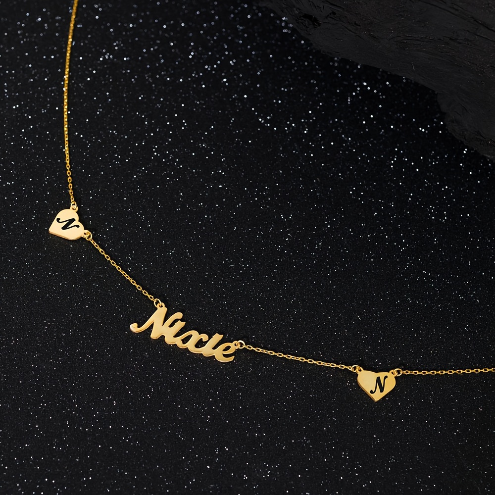 Personalized Stainless Steel Necklace with Heart and Name Pendant