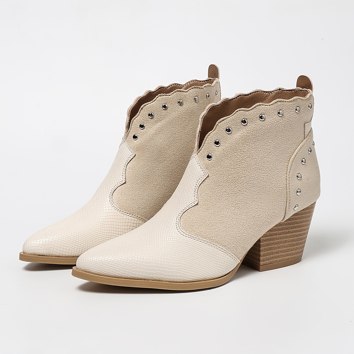 TEMU Fashion Women's Boot, Point Toe Block Heel Low Boot, Vintage Western Ankle Boot, Riding Boot, Women Shoes