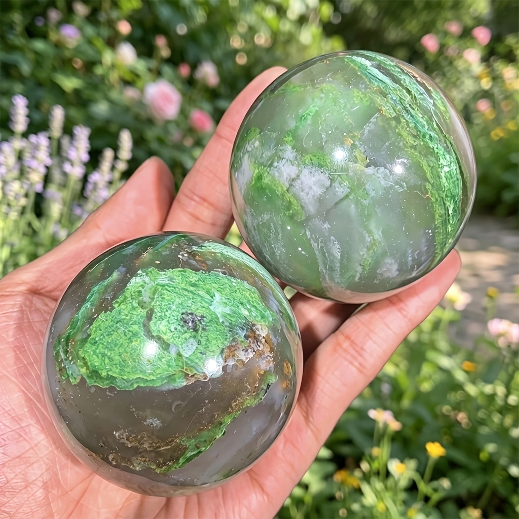 Green African Sphere, Decorative Stone Ball for Home Decor
