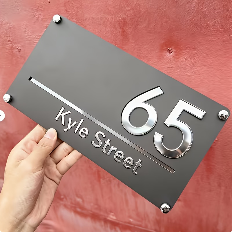 E-shop Personalisiertes lasergravurtes Acryl-Türschild - Personalisierter Name Adresse, minimalistisches Design, geeignet für den Innen-/Außenbereich,