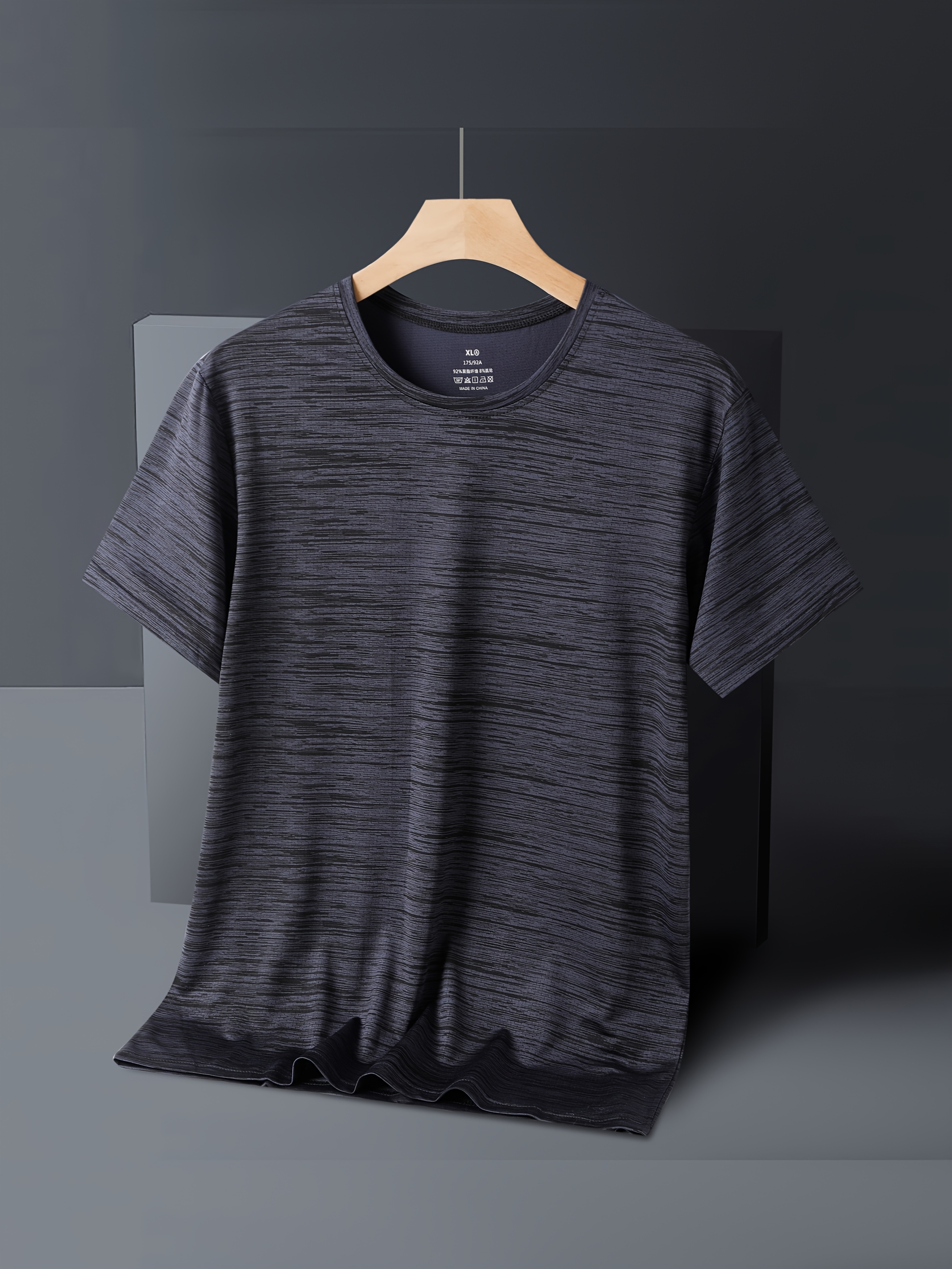Men'S Lightweight Ice Sliky Fiber Fabric Quick-Dry T-Shirt - Blue & Black Striped, Breathable & Moisture-Wicking, Loose Fit for Running, Gym, Outdoor Activities, Travel, and Casual Wear, Gym Apparel | Striped Tshirt | Quickdry Fabric