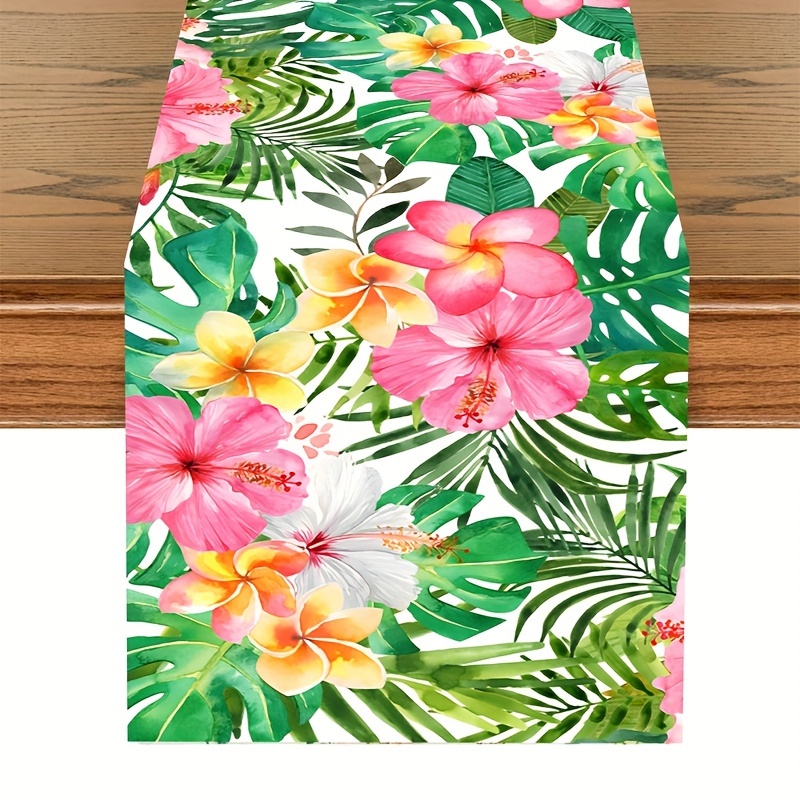 

Hawaiian Luau Party Table Runner - Colorful Floral Design, Perfect For Birthdays & Weddings, Durable Polyester, Summer Decor Essential