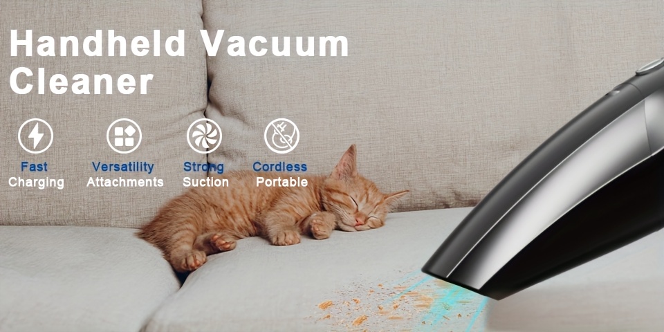 wireless handheld car vacuum cleaner large capacity super strong suction usb rechargeable   lithium battery   home and car interior cleaning suitable for   and other crevice cleaning pet hair cleaning portable vacuuming   ergonomic grip durable construction   battery busy professionals Product details 0