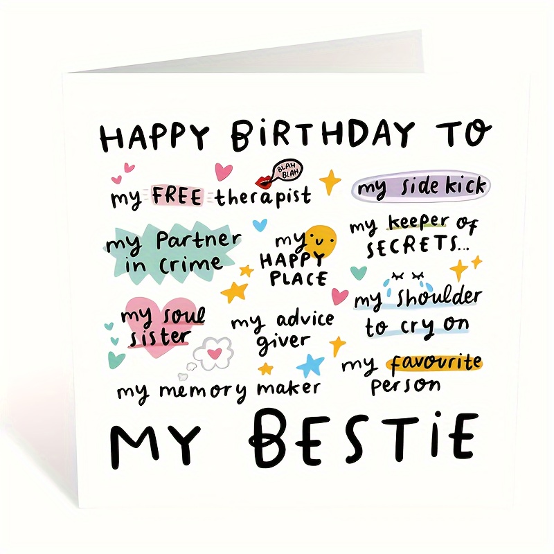 Bestie Birthday Card Happy Partner In Crime - Temu Kuwait