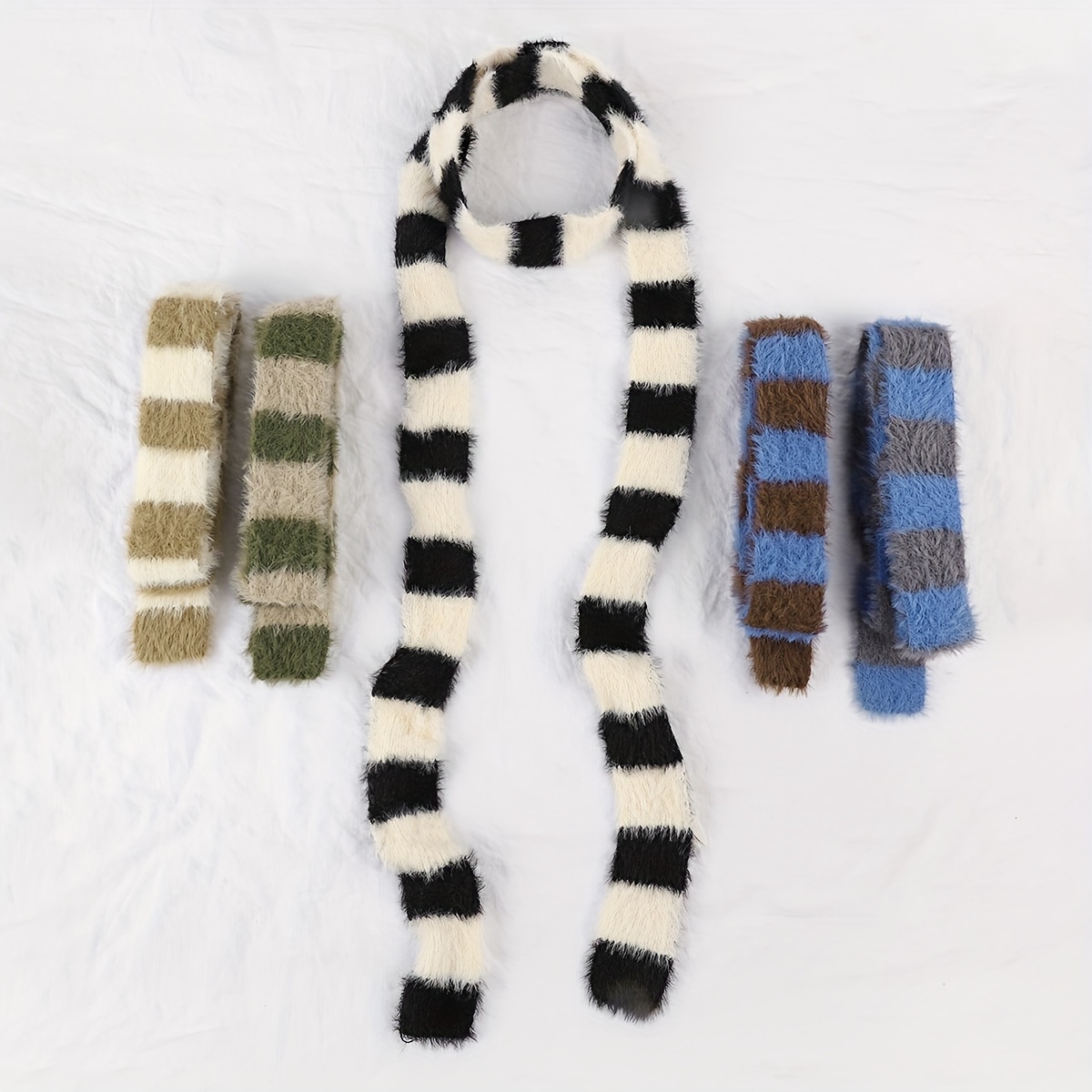 

Sunygoog Elegant Striped Polyester Scarf For Women - Yarn-dyed Fur Texture, , Weekend Casual Fashion, Hand-washable, Decorative Warm Scarf