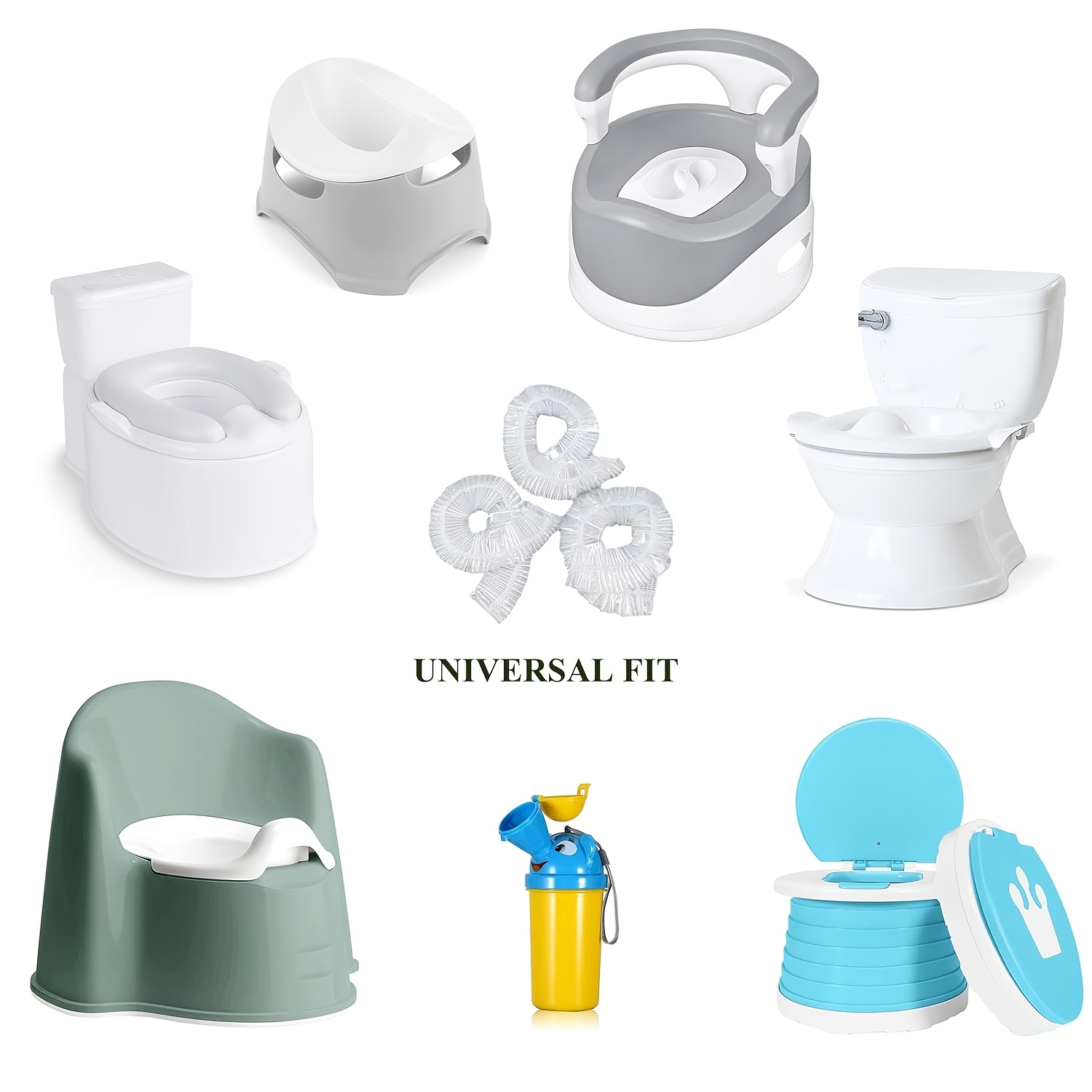 TEMU 40pcs Premium Thickened Potty Bags, Elastic Drawstring Toddler Toilet Cleaning Trash Bags For Potty Chair Portable Disposable Potty Bags For