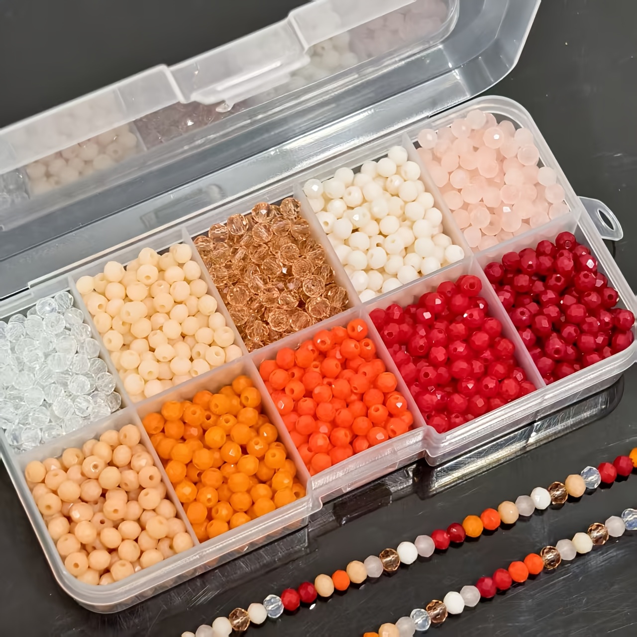 TEMU Boîte de 999 perles de verre plates de 4 mm à 10 compartiments, embellissements perlés pour vêtements DIY, accessoires de couture, accessoires à